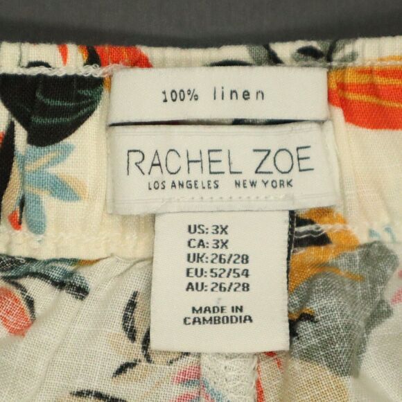 Rachel Zoe Linen Wide Leg Shorts w/Pockets Floral Design Size 3X - Picture 5 of 11